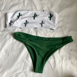 S cactus print bikini with green bottoms from Zaful